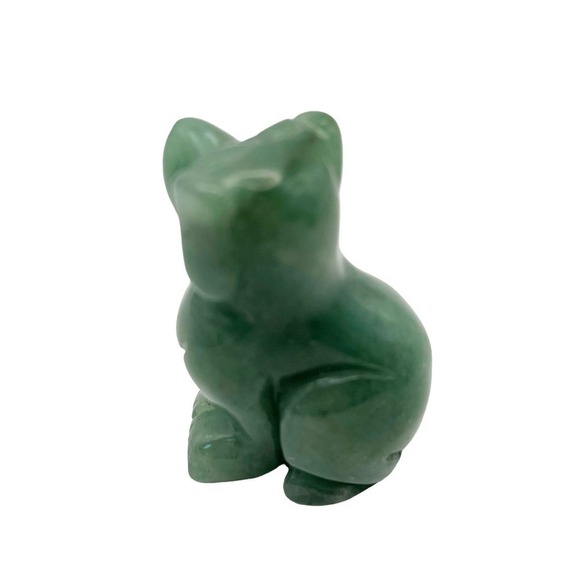 Set of 2 Polished Stone Bear Dog Figurines Sitting Green Mini Size 2 in Tall - Picture 8 of 12